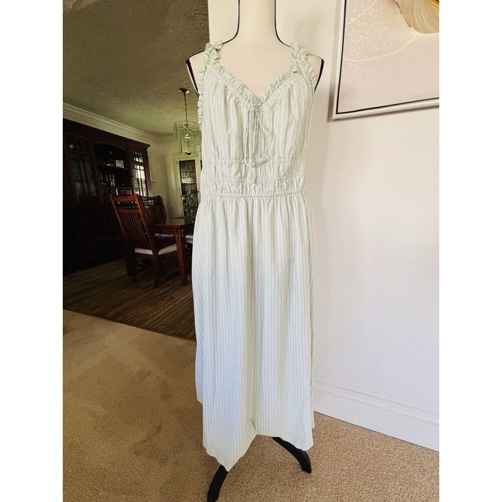 Old Navy Ruffled Midi Sundress Green Sz XL Defined Waist